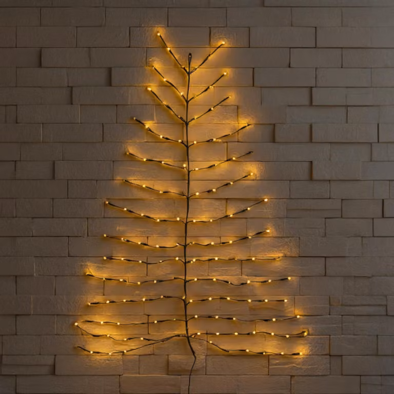 Albero di Natale a LED da parete per esterni con spina di rete - 136 LED - Albero da parete 120 x 100 cm illuminato in bianco caldo