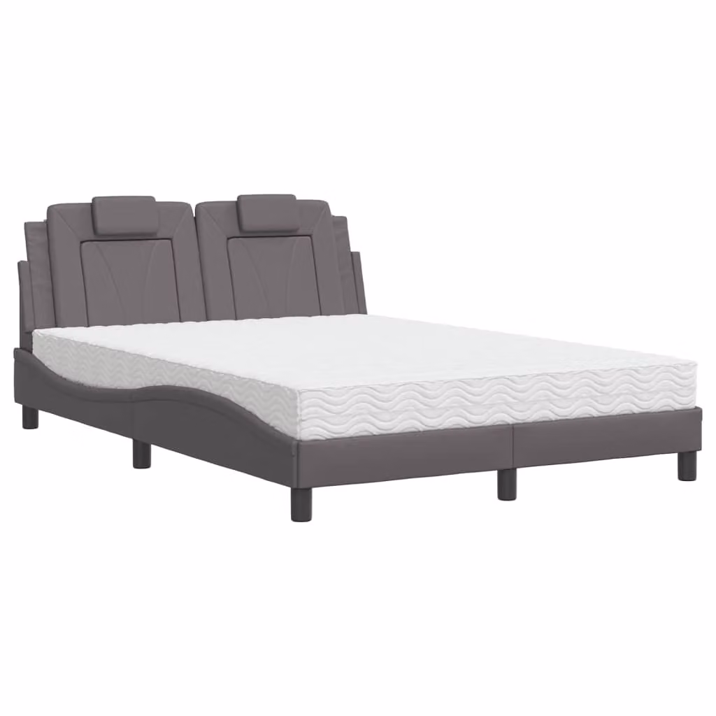 Letto Viana con Materasso Grigio 120x200 cm in Pelle finta