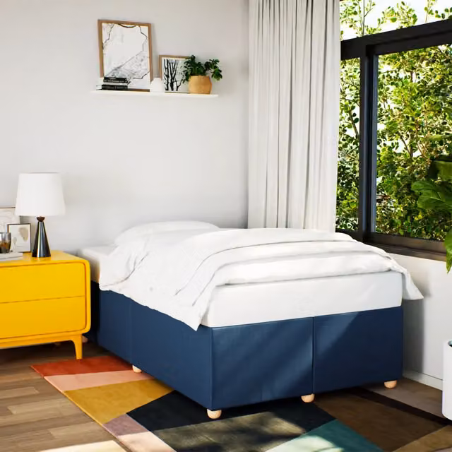 Giroletto vidaXL in tessuto blu con struttura in legno e doghe fisse L/P: 120 x 190 cm