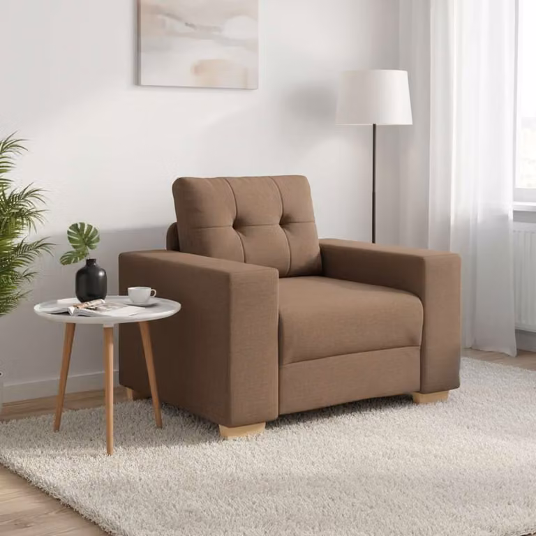 vidaXL Divano Sedia Lounge Moderno in Tessuto Marrone con Braccioli L/P/H: 100 x 78 x 80 cm