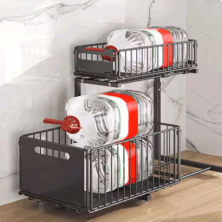Elzusha - Ripiano sottolavello a 2 livelli, ideale per cucina e bagno