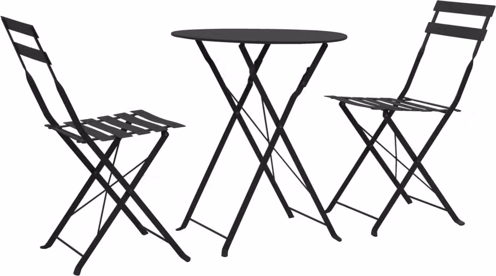 The Living Store Set bistrot 3 pezzi acciaio nero