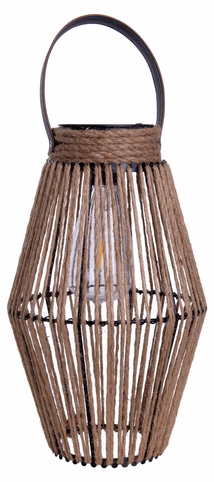 Lampada solare a LED, lanterna, metallo e tessuto, IP44, H 30 cm