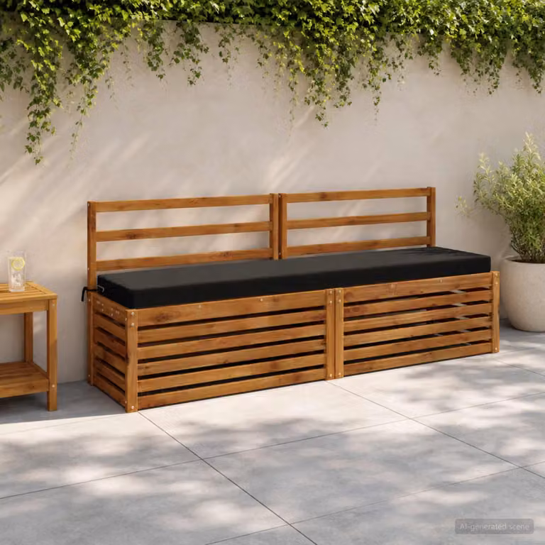 vidaXL Cuscino per panchina SOEST in poliestere nero L: 180 cm, P: 40 cm, H: 8 cm