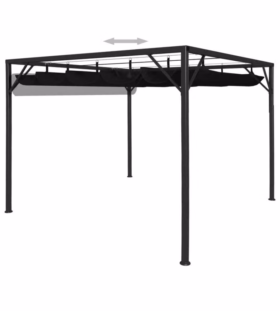 Gazebo da Giardino con Tetto a Scomparsa 3x3 m Antracite
