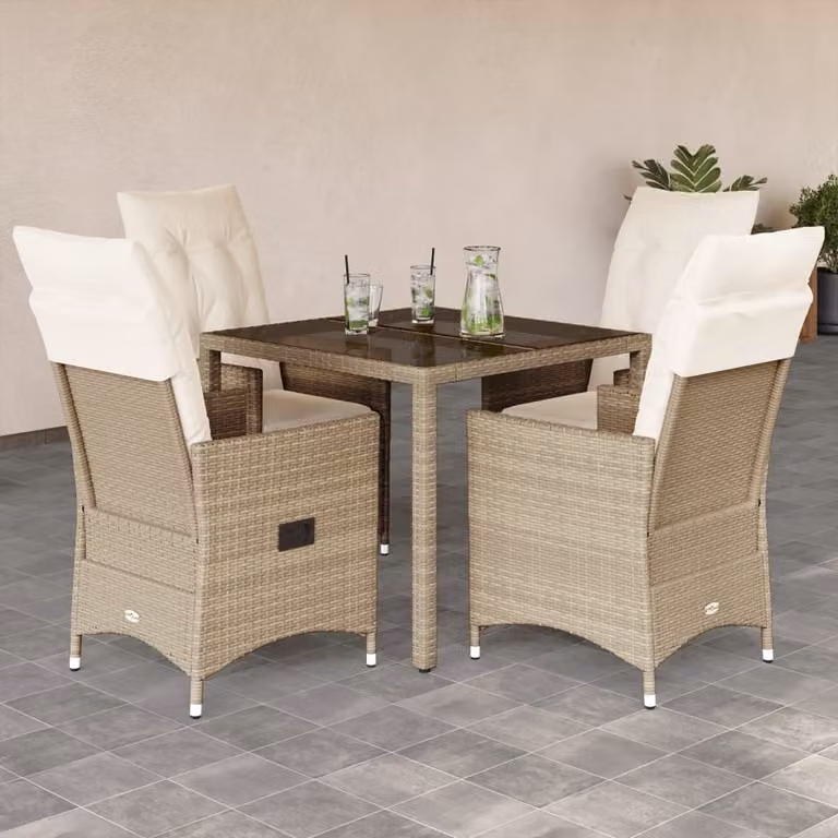 Maison Exclusive - Set da pranzo da giardino 5 pezzi con cuscini in polyrattan beige