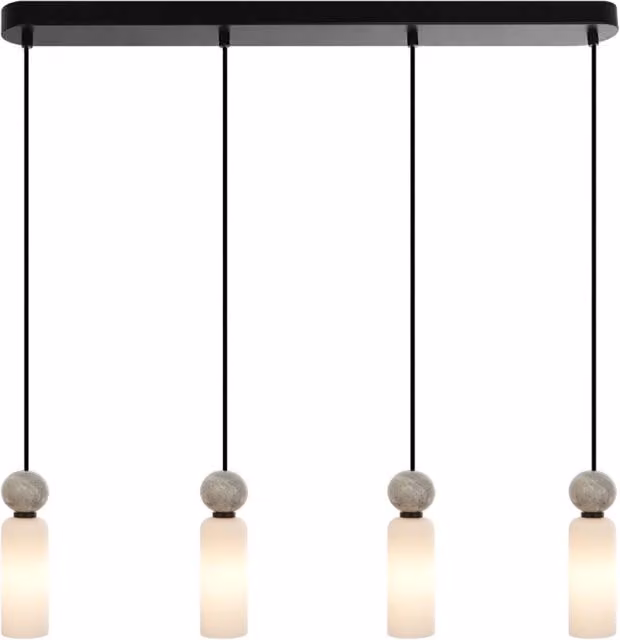 Lampada a sospensione SANTOS nera 4 luci G9 Italux