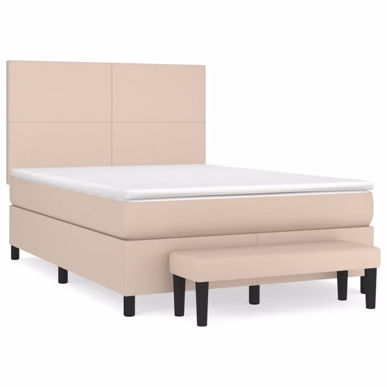 Giroletto a Molle con Materasso Cappuccino 140x190cm Pelle finta