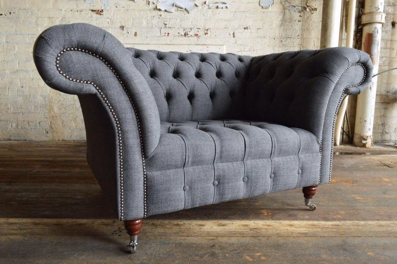 Chesterfield Design Stoff Couch Sessel 1.5 Sitzer Polster Sofas Lounge Club