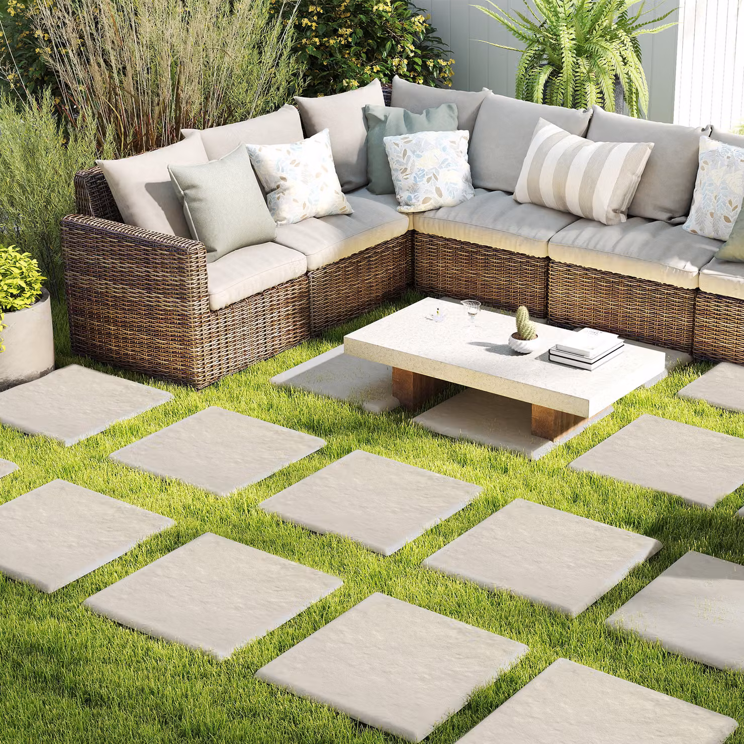 Set di pietre da passo decorative per giardino Costway in plastica, resistenti alle intemperie, Beige e Grigio