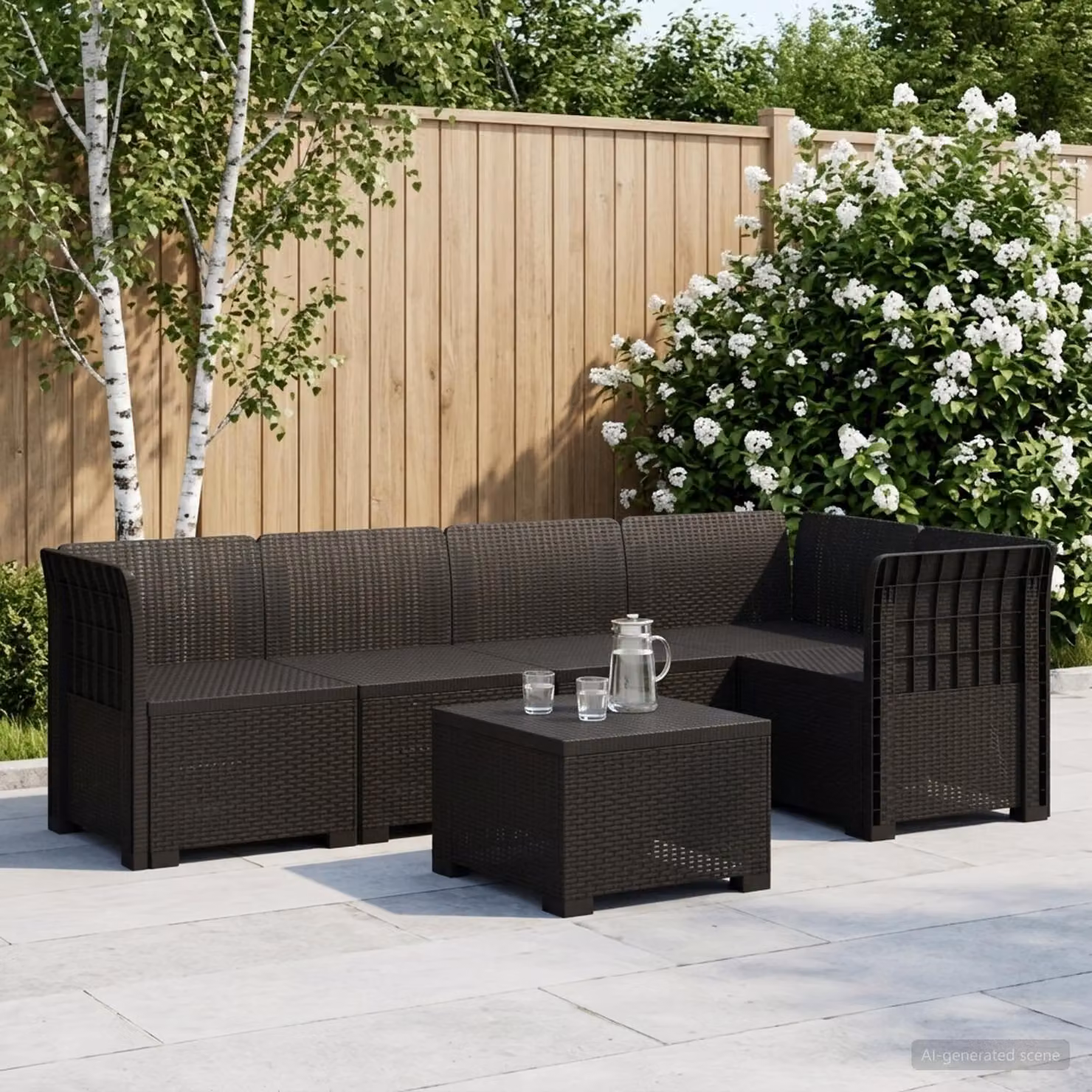 vidaXL Divano da Giardino ad L in Polyrattan Antracite con Cuscini