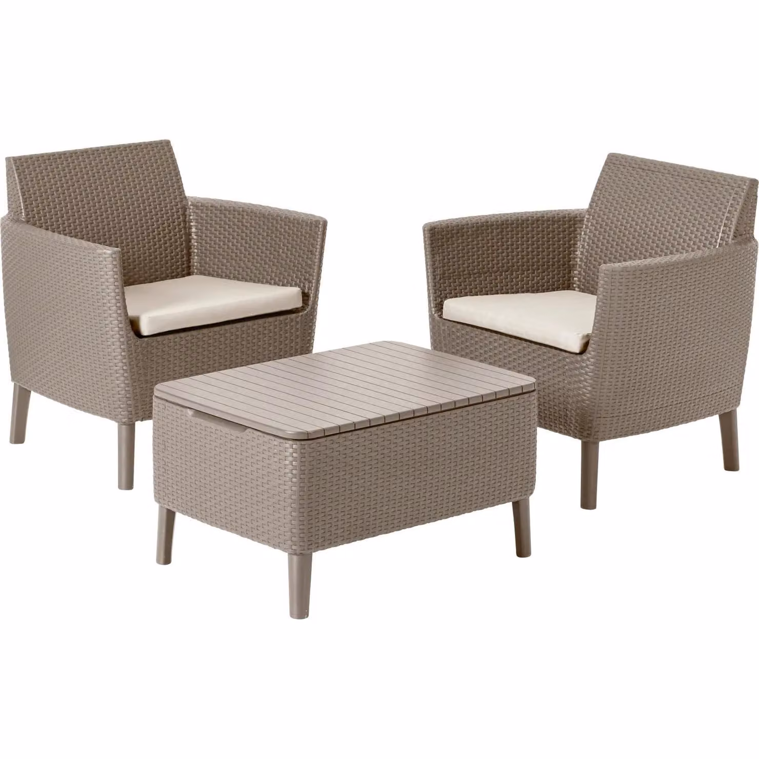 Keter Set di mobili da balcone Set di sedute Salemo 3 pezzi marrone beige
