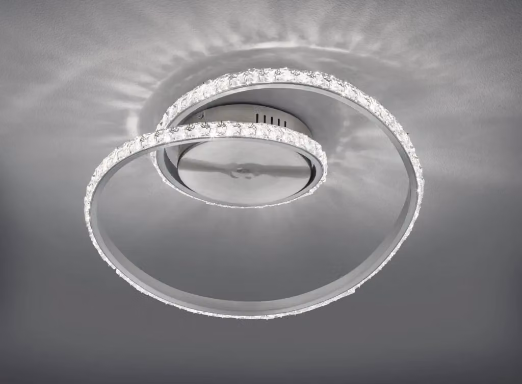 Plafoniera a parete LED Trio Leuchten Rubin GD Trio con effetto cristallo, argento e trasparente, dimmerabile con telecomando – 2