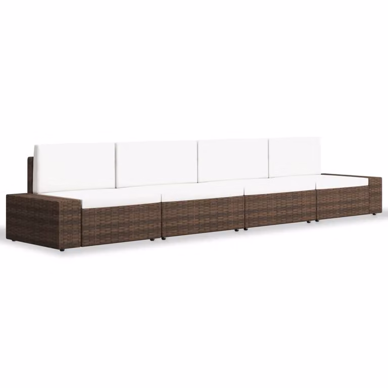 set 4 pezzi da giardino in rattan marrone