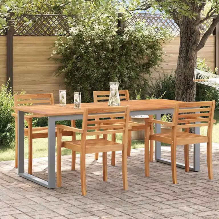 vidaXL Tavolo da giardino rettangolare in legno di acacia marrone e grigio L/P/H: 200 x 90 x 75 cm