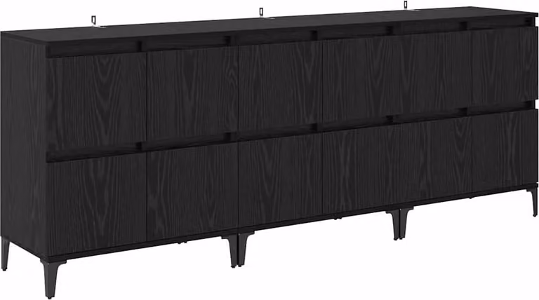 Sideboards 3 pcs Rovere Nero 60 x 35 x 70 cm Legno multistrato