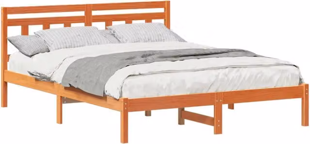 Letto matrimoniale | Letto per adulti | Struttura del letto Marrone 140 x 200 cm Pino massello