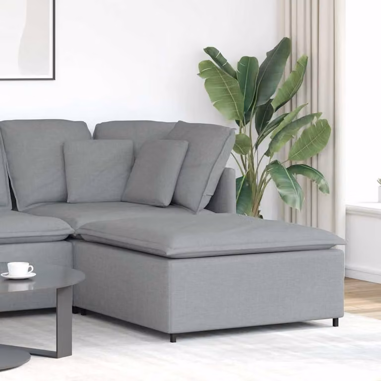 vidaXL Divano Modulare con Poggiapiedi Grigio Chiaro L: 100 cm, P: 100 cm, H: 48 cm
