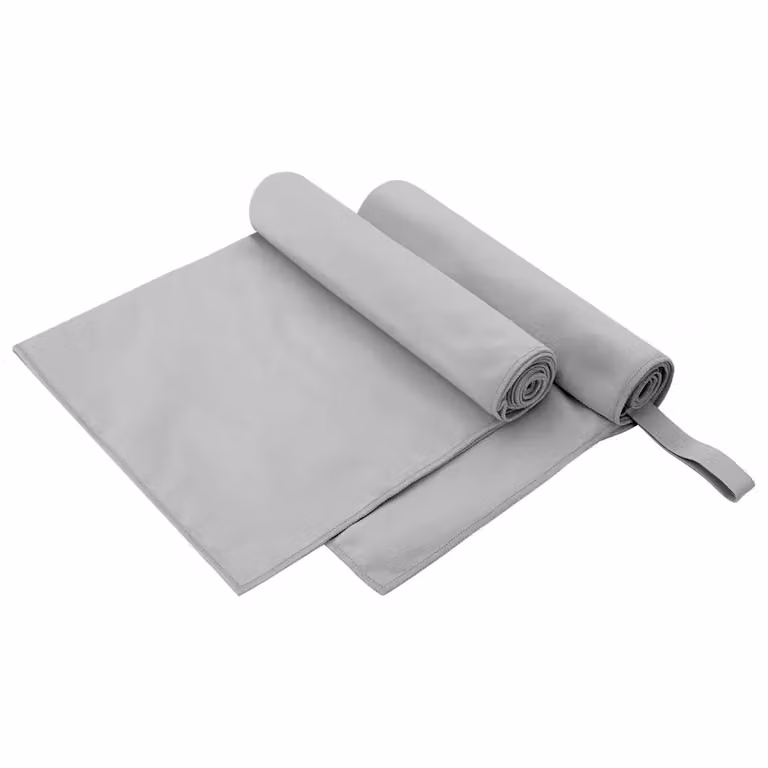 Set di 2 asciugamani sportivi vidaXL in microfibra e poliammide, grigi, L: 100 cm, P: 50 cm