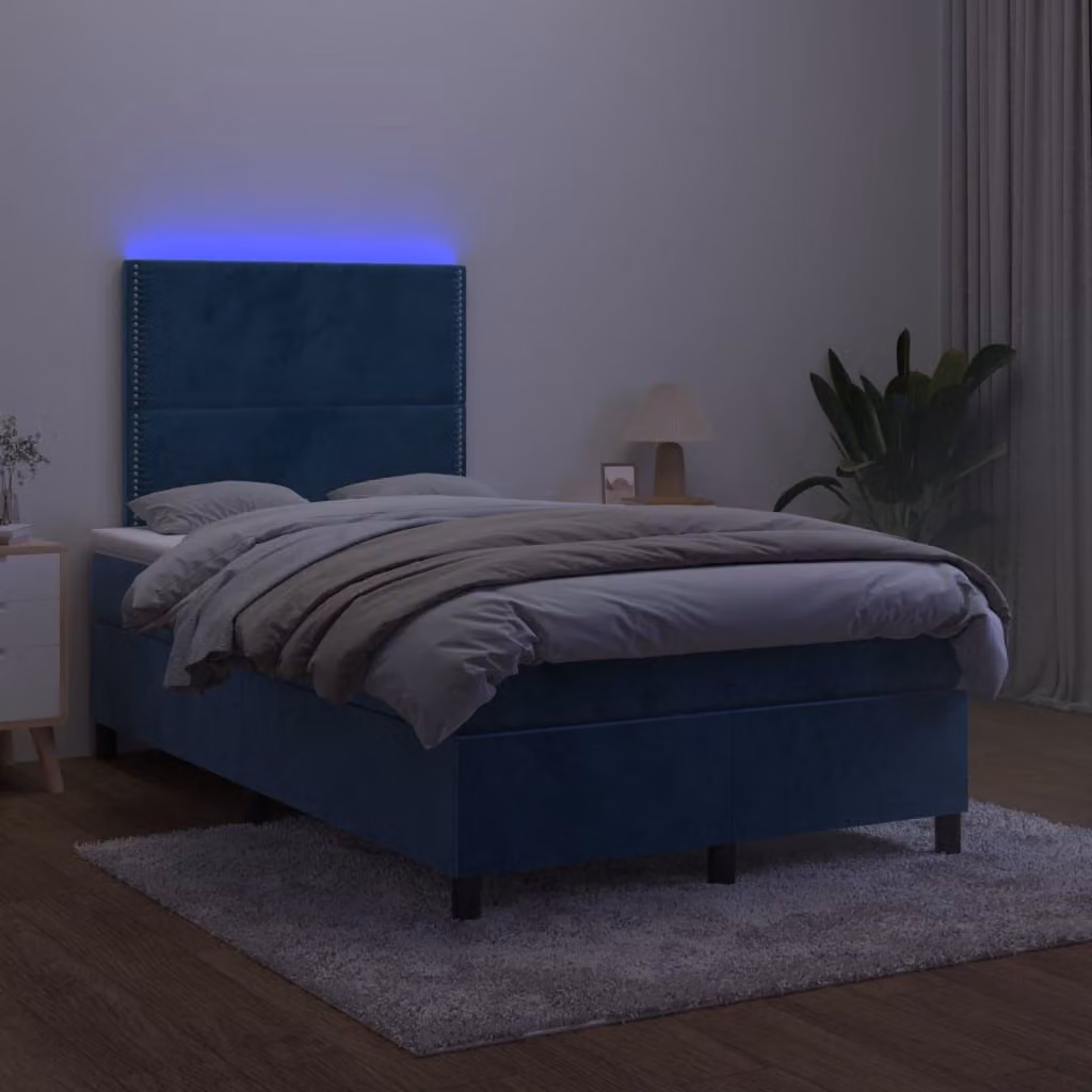 Maison Exclusive - Letto a Molle con Materasso e LED Blu Scuro 120x200cm