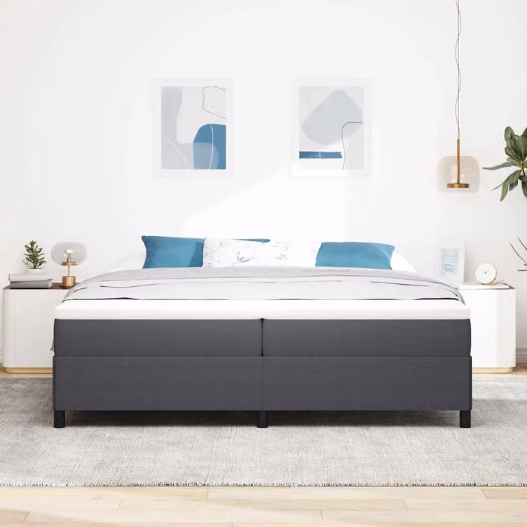 Letto a molle moderno vidaXL in tessuto corduroy grigio, L/P: 200 x 200 cm