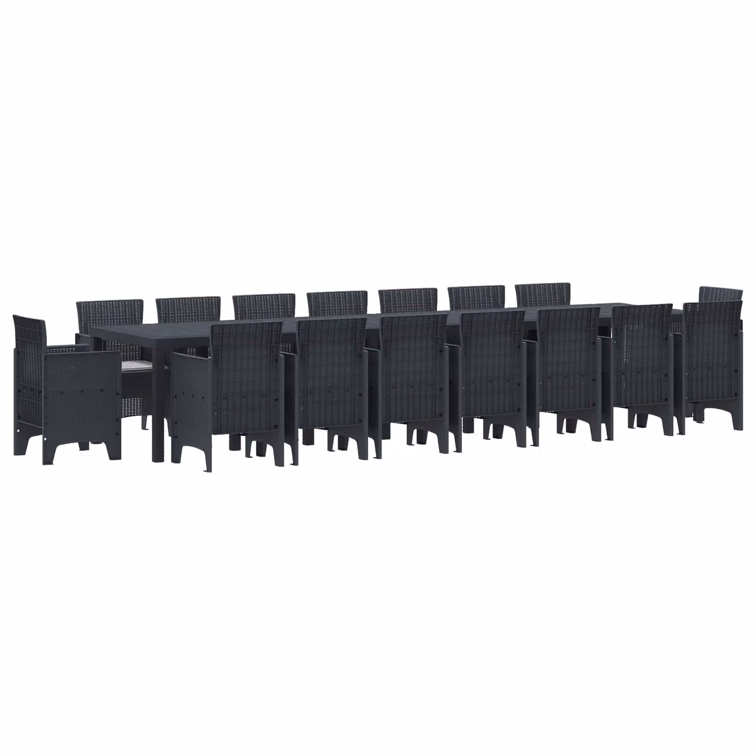 Set da pranzo da giardino moderno vidaXL in rattan antracite con 17 pezzi e cuscini – 2
