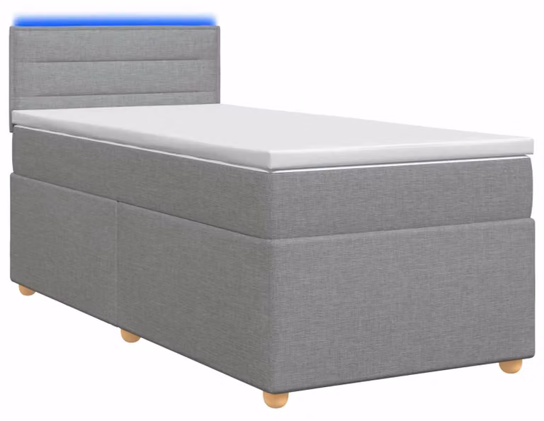 Letto a molle con materasso grigio chiaro 90 x 200 cm in tessuto