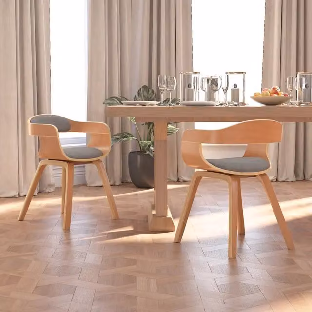 Sedie da Pranzo 2 pz Tortora in Legno Piegato e Tessuto 3092382