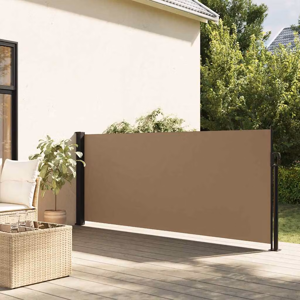 Tenda da Sole Laterale Retrattile vidaXL in Poliestere e Alluminio, Colore Tortora, L: 500 cm, H: 100 cm