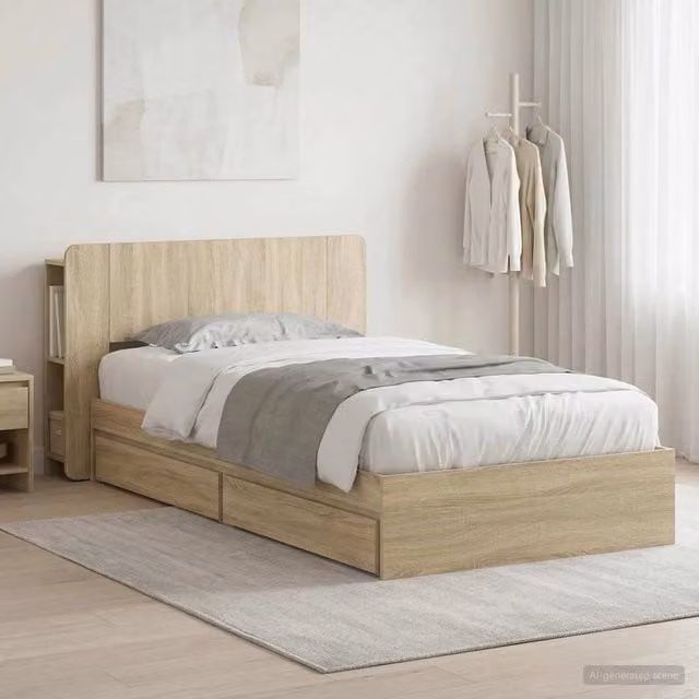 Letto con contenitore con cassetti vidaXL in legno Rovere Sonoma, L/P/H: 190 x 140 x 95 cm