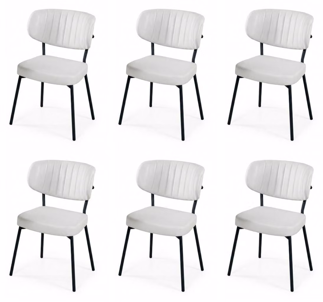 6 sedie, stile moderno, colore bianco, comode, nuove, ideali per la sala da pranzo, confortevoli