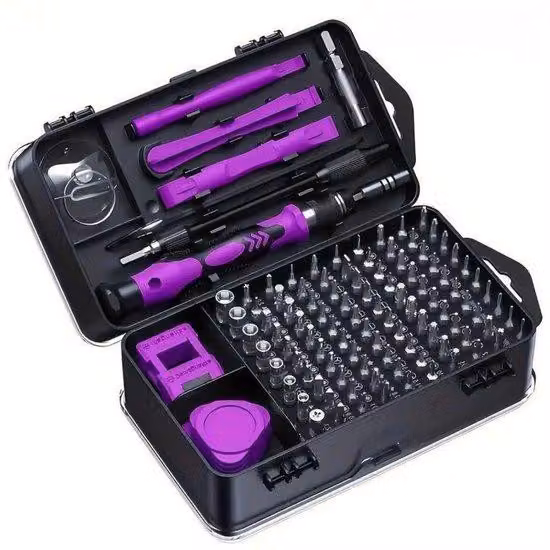 Set di utensili da 115 pezzi con punte Triwing, metallo, nero, piccolo