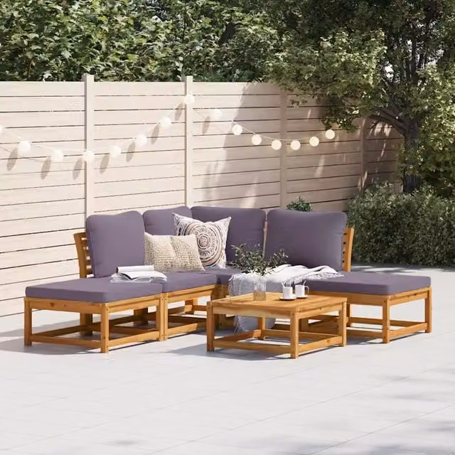 Set Salotto da Giardino 6 pz con Cuscini in Massello di Acacia 3214306