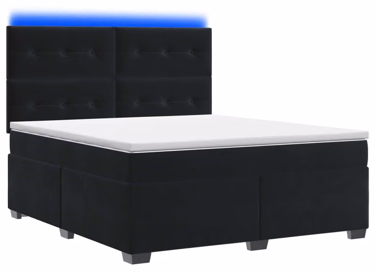 Letto a molle con materasso nero 140 x 200 cm in velluto
