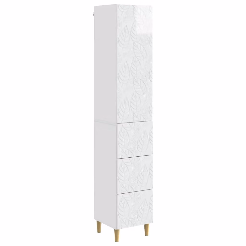 Set di 2 armadi a muro vidaXL bianchi lucidi in MDF con ante a battente e cassetti, L/P/H: 33 x 34,5 x 90 cm – 2