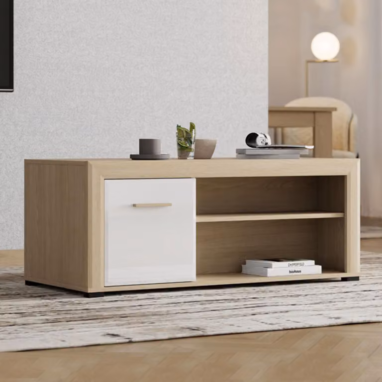 Pettor - Tavolino da Salotto, 121x55x49h cm Marrone Rovere, con Piedini