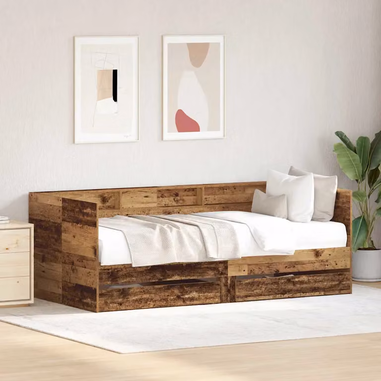 Daybed vidaXL in legno ingegnerizzato stile rustico marrone L 200 x P 90 x H 101,5 cm