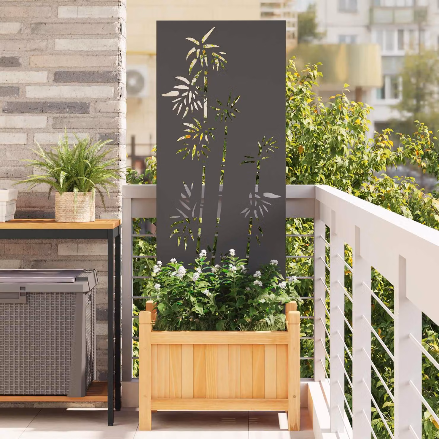 Paravento per privacy in giardino vidaXL in acciaio nero L 50 cm x H 140 cm