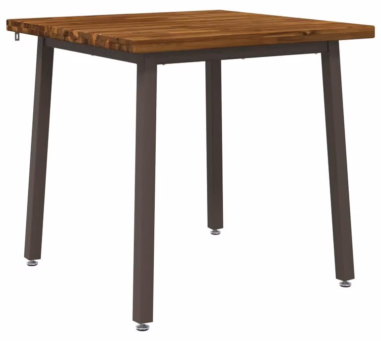 80 x 80 x 75 cm. Mobile in legno massello di acacia, finitura naturale e color caffè, forma quadrata