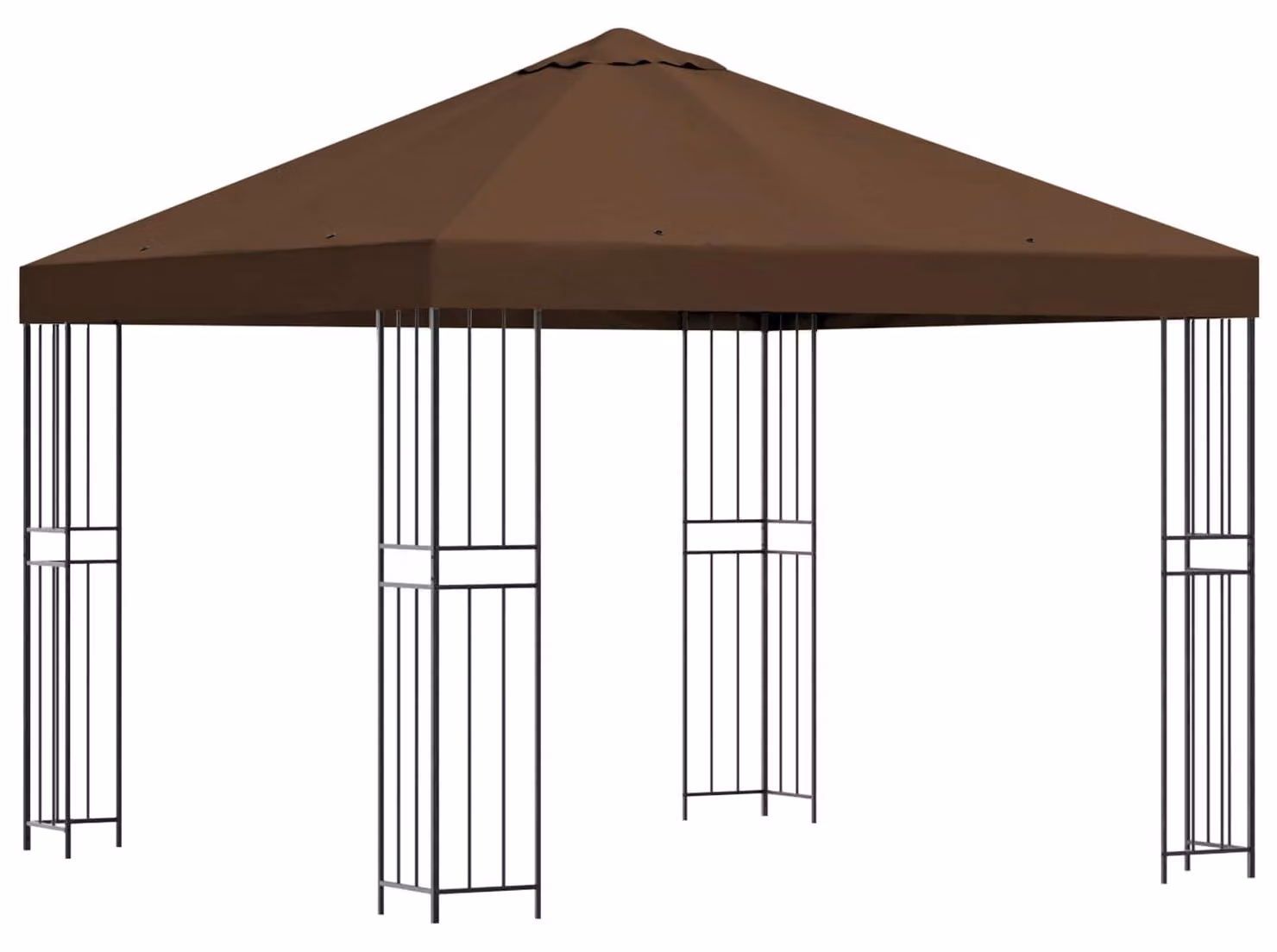 Gazebo 3 x 3 m Marrone Poliestere e Acciaio 190 gsm
