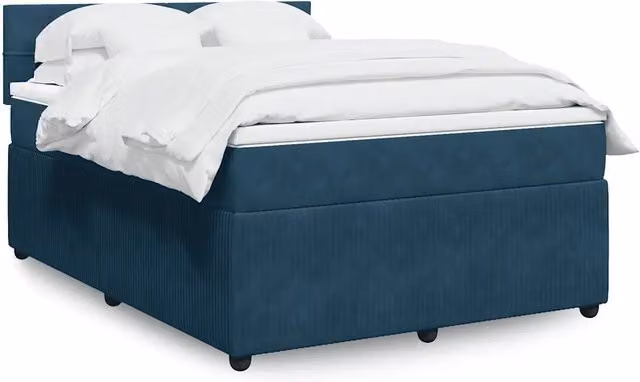 Letto Ibrido vidaXL con Materasso Blu in Velluto e Illuminazione Sotto il Letto, L/P/H: 140 x 200 cm – 1
