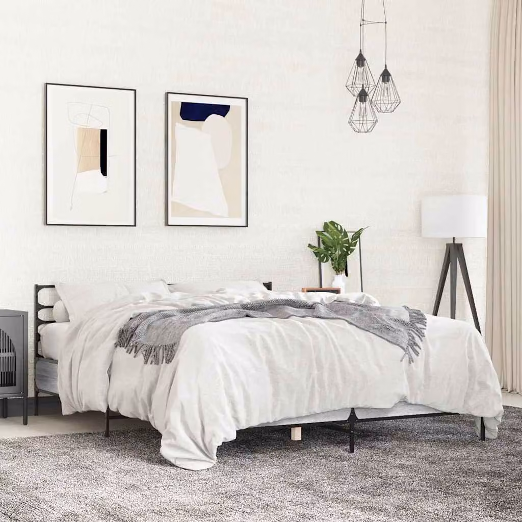 Giroletto vidaXL in legno e metallo, Grigio Sonoma, L 120 x P 200 cm