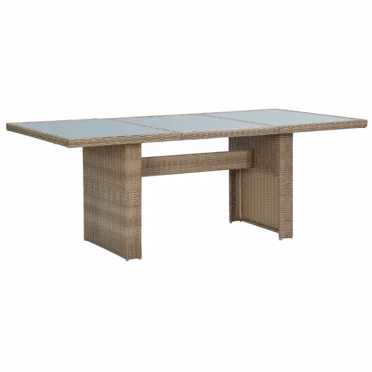 Tavolo da pranzo da giardino marrone 200x100x74 cm in vetro e poly rattan