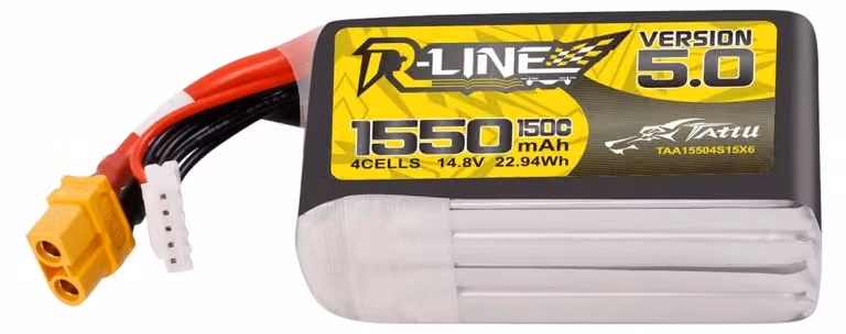 Batteria Tattu 5.0 da 1550mAh, 14.8V, 150C, accessorio per modellismo