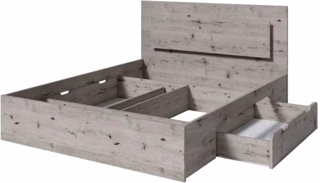 Letto VELTIS 180x200 cm con testiera LED - Colore quercia Wellington - Rete e materasso non inclusi