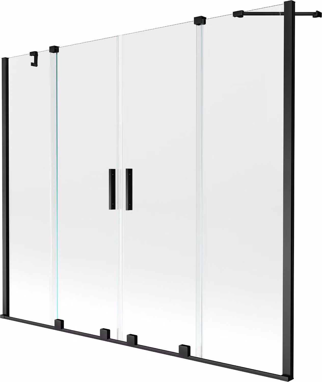 Mexen Velar Duo paravento vasca 2-ante scorrevole 190 x 150 cm, trasparente, nero - 896-190-000-02-70