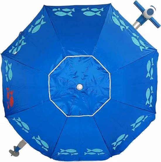 Ombrellone da spiaggia resistente al vento con meccanismo di rotazione meccanico - Ombrellone da spiaggia con protezione UV - Ombra sulla spiaggia - Vacanze al mare - Ombrellone da spiaggia con base a vite - Ombrellone da spiaggia con struttura in filo me