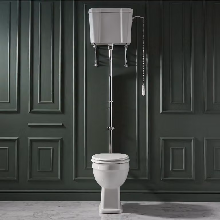 WC Monoblocco Tradizionale - Scarico cromato- sedile rovere - Stile Classico - Richmond