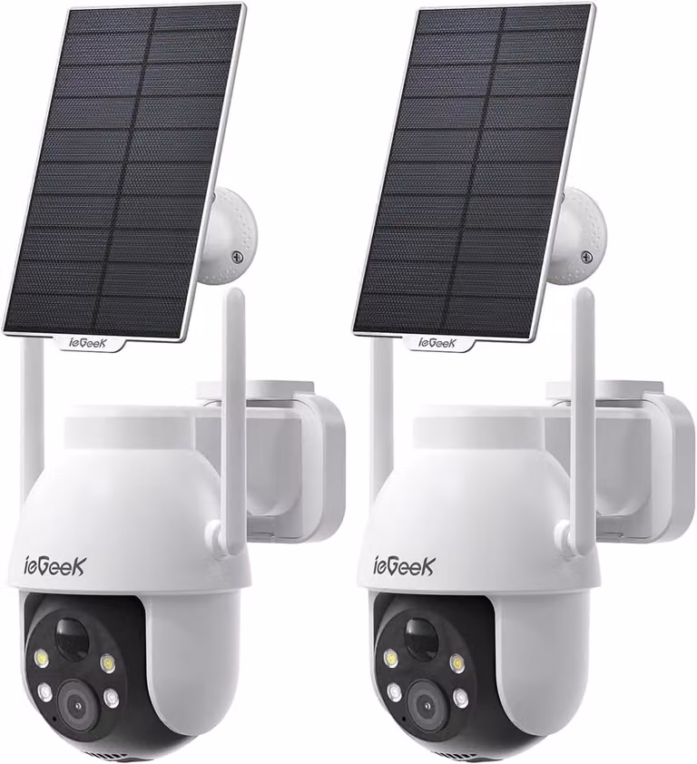 Telecamera di sicurezza wireless - Risoluzione 2K 3MP - Rotazione a 360° con controllo PTZ - Rilevamento del movimento - Alimentazione a energia solare con batteria integrata