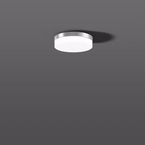 RZB Flat Slim, 13 W, 1000 lm, 830, argento, accensione/spegnimento Lampade da soffitto e da parete, D 230 H 63, 124°, vetro opalino 312132.004